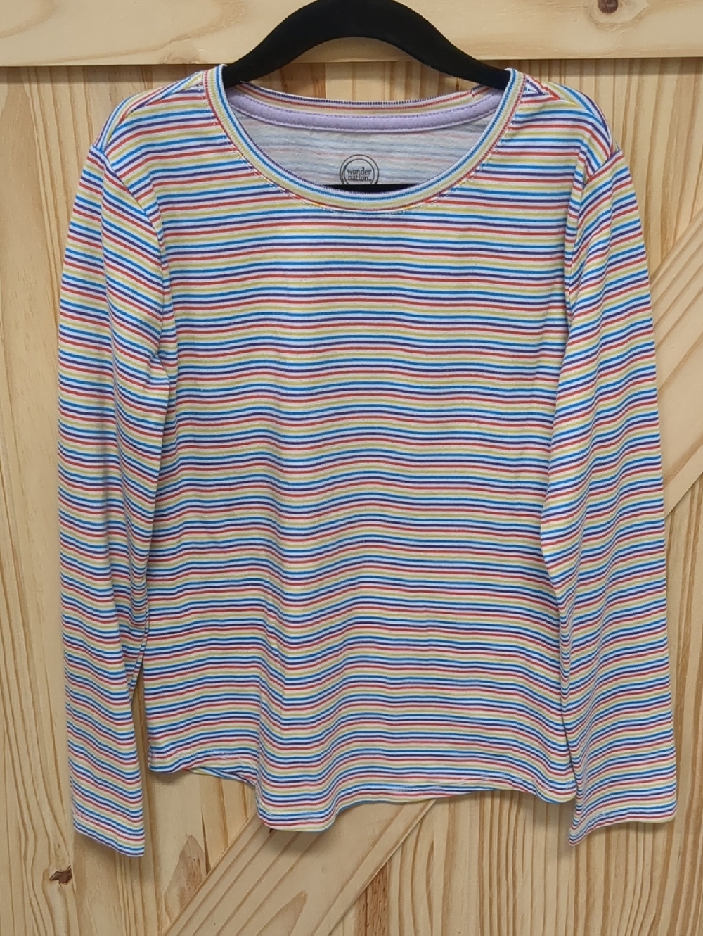 wonder nation  Rainbow Striped Long Sleeve Tee